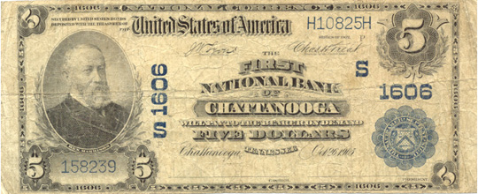 $5 1st NB Chattanooga Ch1606 1902 PB 2